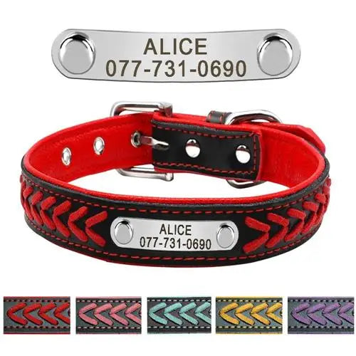 Custom Engraved Leather Dog Collar – Personalized Comfort & Style