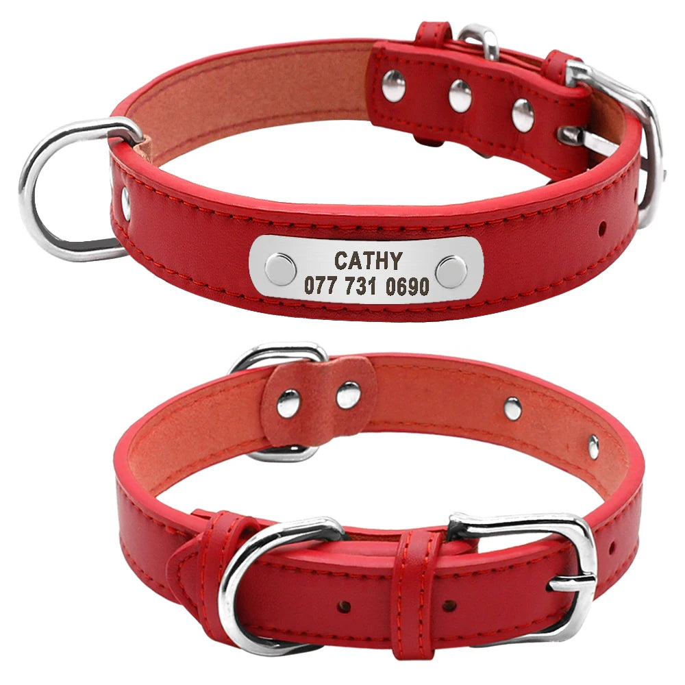 Personalized Engraved Dog Collar – Custom PU Leather ID Collar