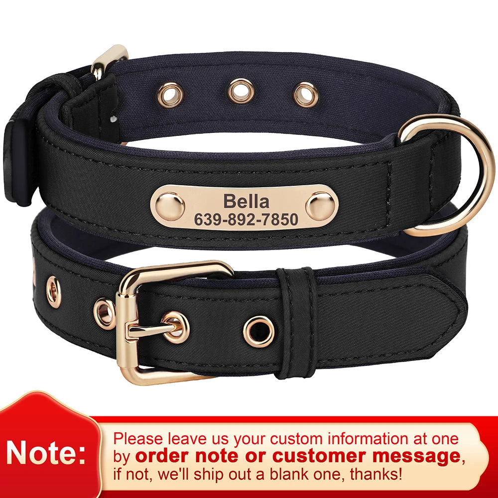 Custom Nylon Dog Collar – Waterproof Personalized Pet Collar with Engraved ID Nameplate for Small & Medium Dogs