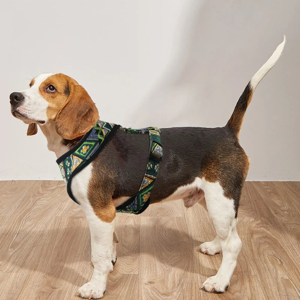 Adjustable Nylon Dog Harness Breathable Printed Dog Harness Vest For Small Medium Large Dogs French Bulldog Pet Supplies