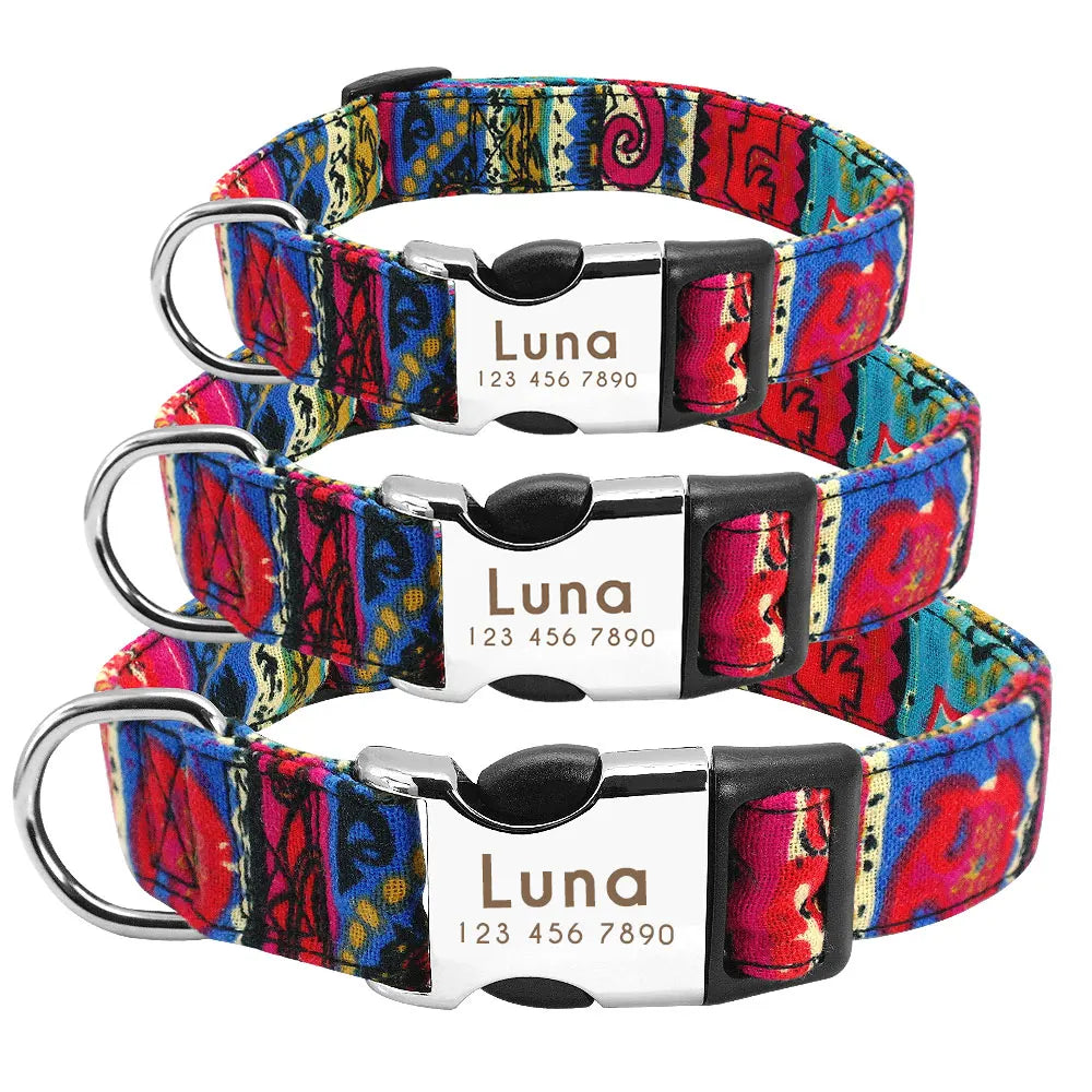 Personalized Dog Collar – Nylon Printed with Free Engraved ID Tag