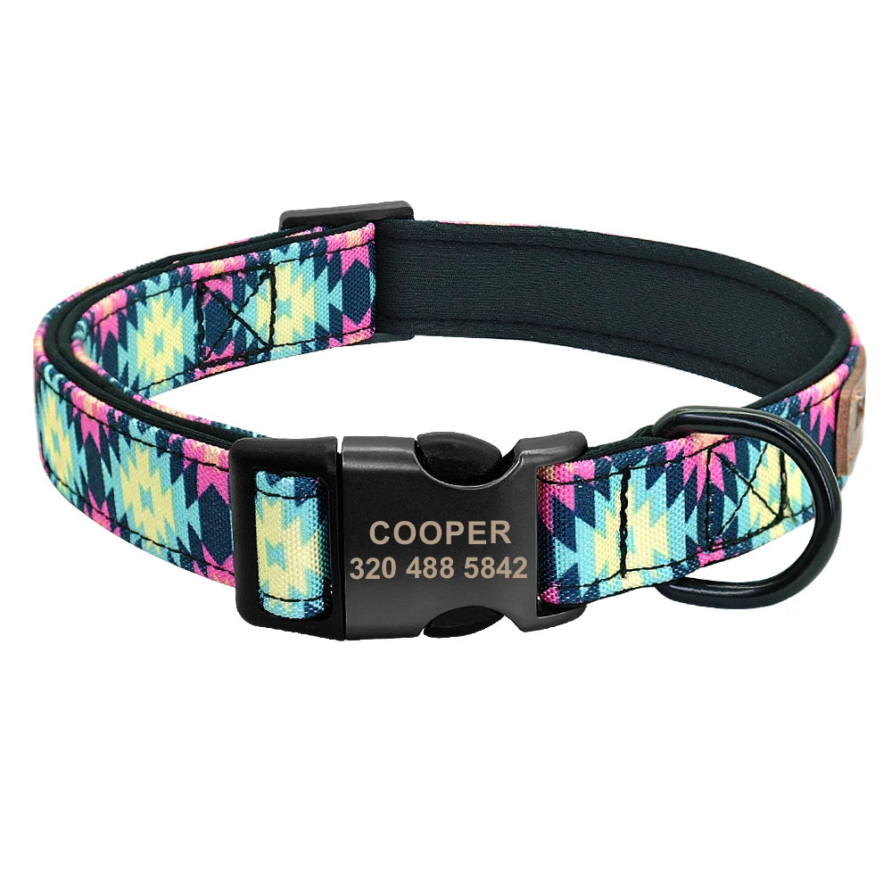 Custom Engraved Dog Collar + Optional Leash – Personalized Nylon ID Tag for Small, Medium & Large Dogs
