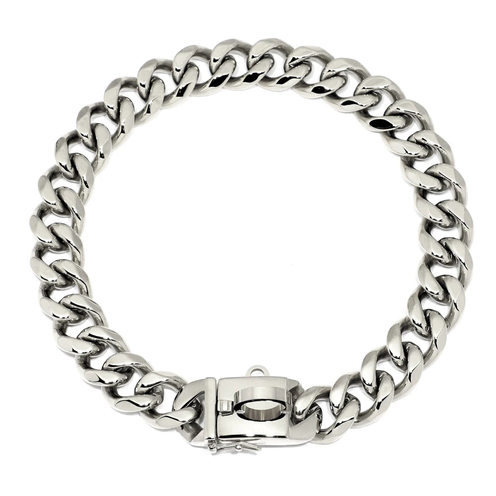 Stainless Steel Dog Chain Collar & Leash Set – Heavy Duty Training Collar for Medium & Large Dogs