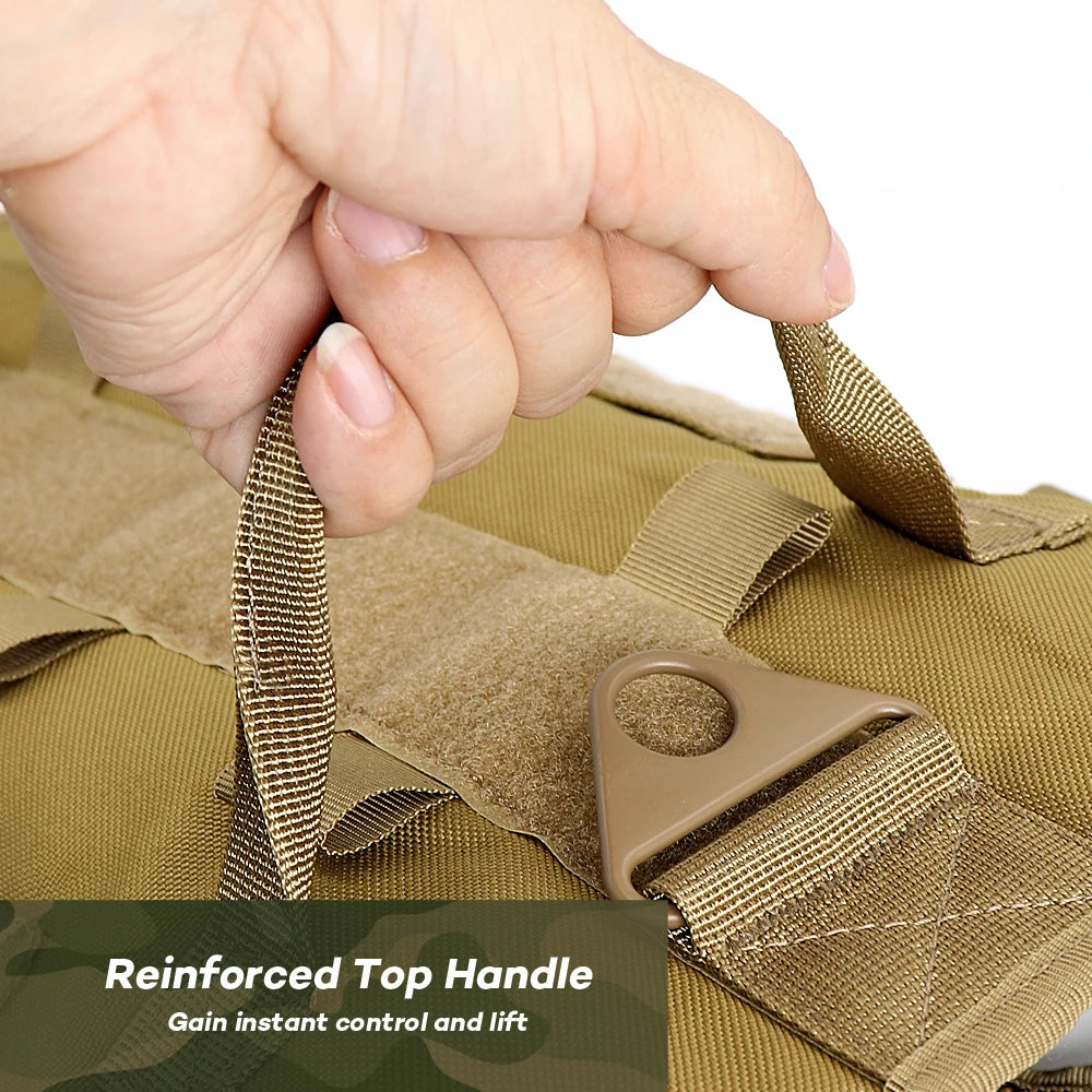 Dog Tactical Harness MOLLE Vest – Adjustable Military Training Harness with 2 Detachable Pouches for Medium & Large Dogs