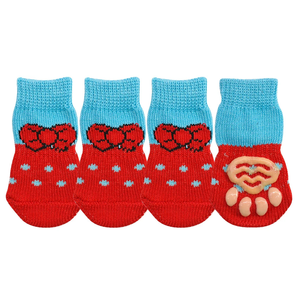 4pcs Set – Cute Anti-Slip Knit Socks for Dogs & Cats