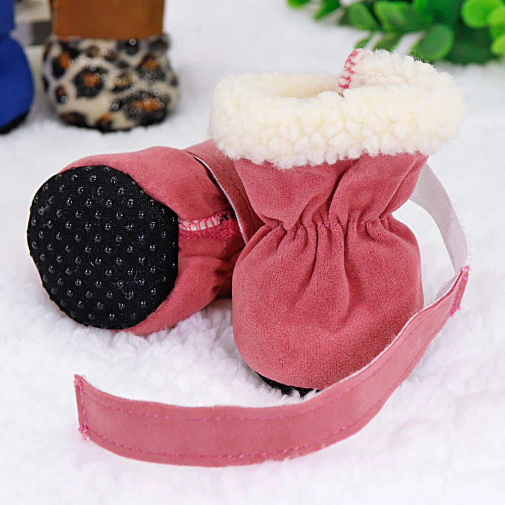 4pcs Pet Dog Shoes – Waterproof Winter Boots with Anti-Slip Soles for Small Dogs