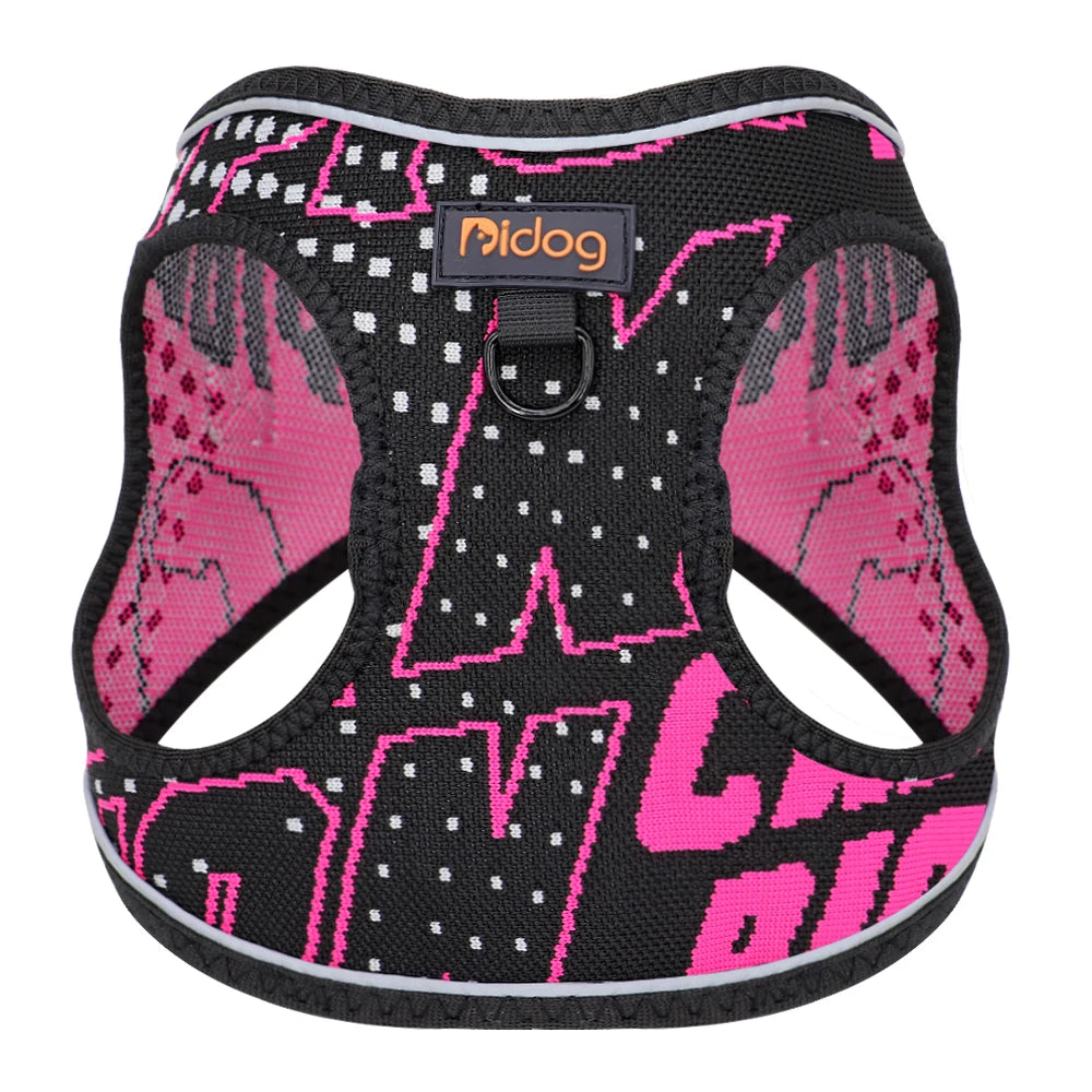 Nylon Printed Pet Dog Harness Vest Adjustable No Pull Puppy Dog Cat Harness Reflective For Small Medium Dogs Chihuahua Pug