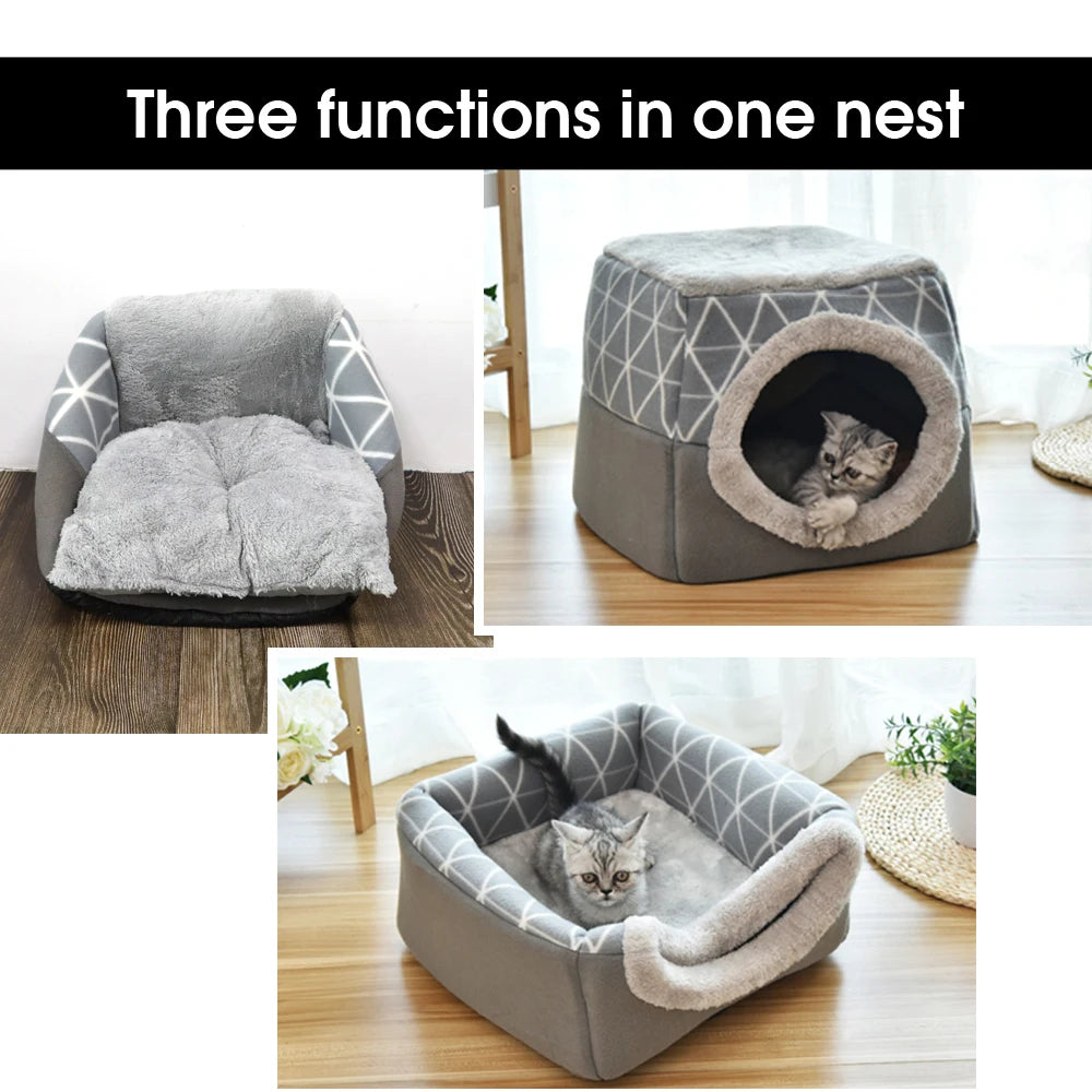 Warm Pet Bed & Soft Nest – Cozy Dual-Use Sleeping Haven