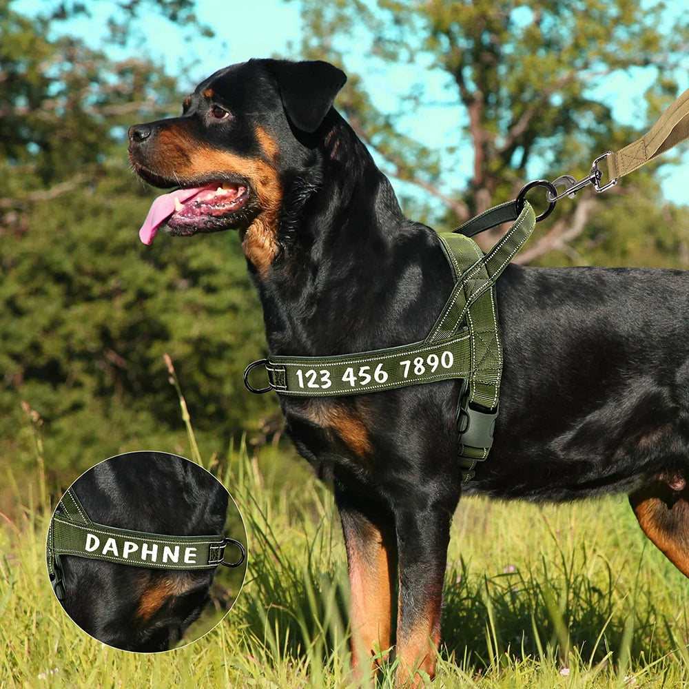 Personalized Reflective No-Pull Dog Harness – Adjustable Nylon Training Vest for Medium & Large Dogs