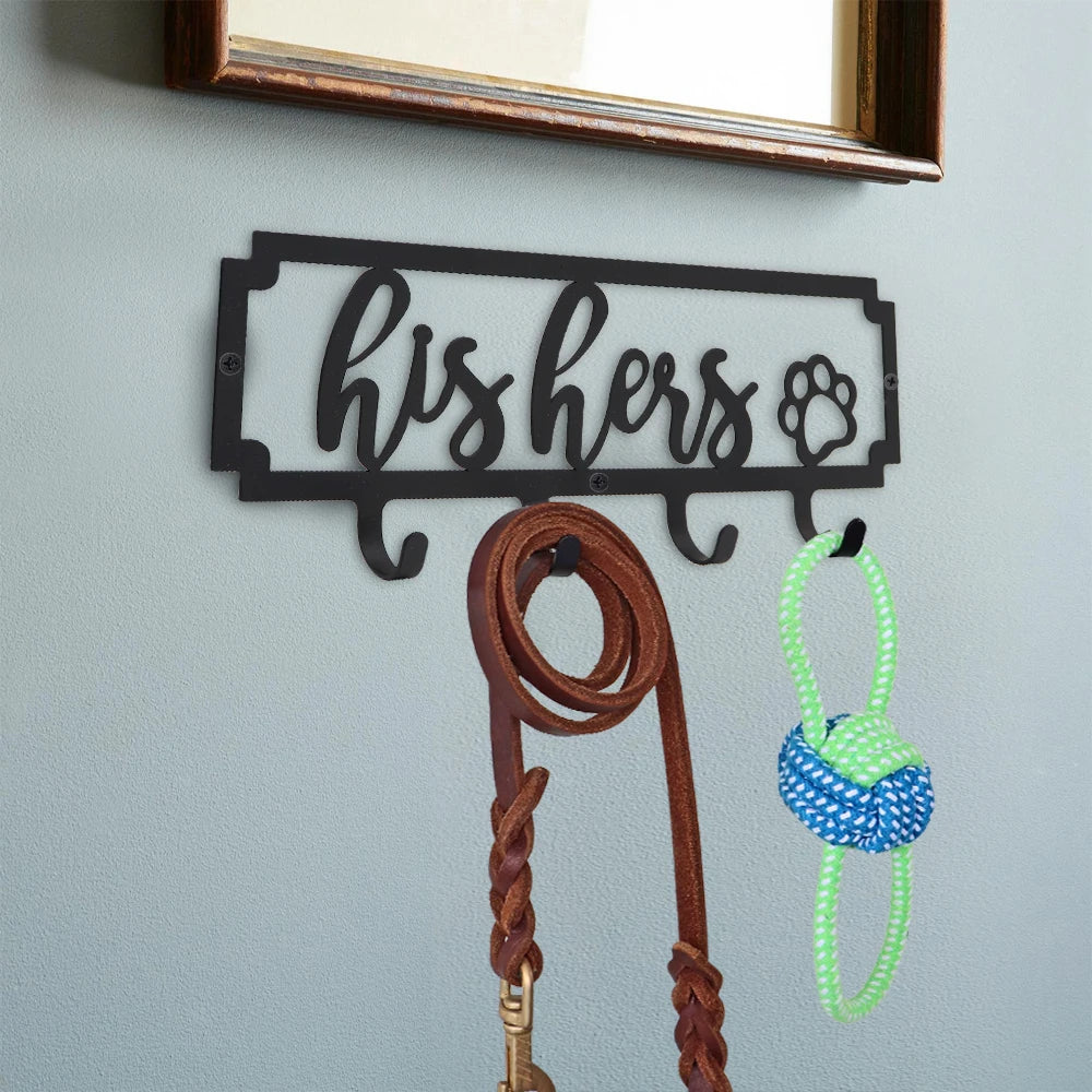 Metal Dog Leash & Key Holder Wall Rack – 4/5/7 Hooks Organizer with Free Nails