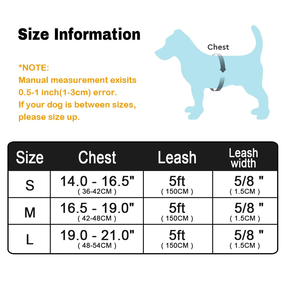Printed Mesh Dog & Cat Harness Leash Set – Adjustable No-Pull Pet Vest with Matching Lead (Pink / Black / Blue)