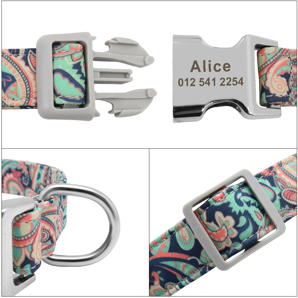 Personalized Dog Collar – Nylon Printed with Free Engraved ID Tag