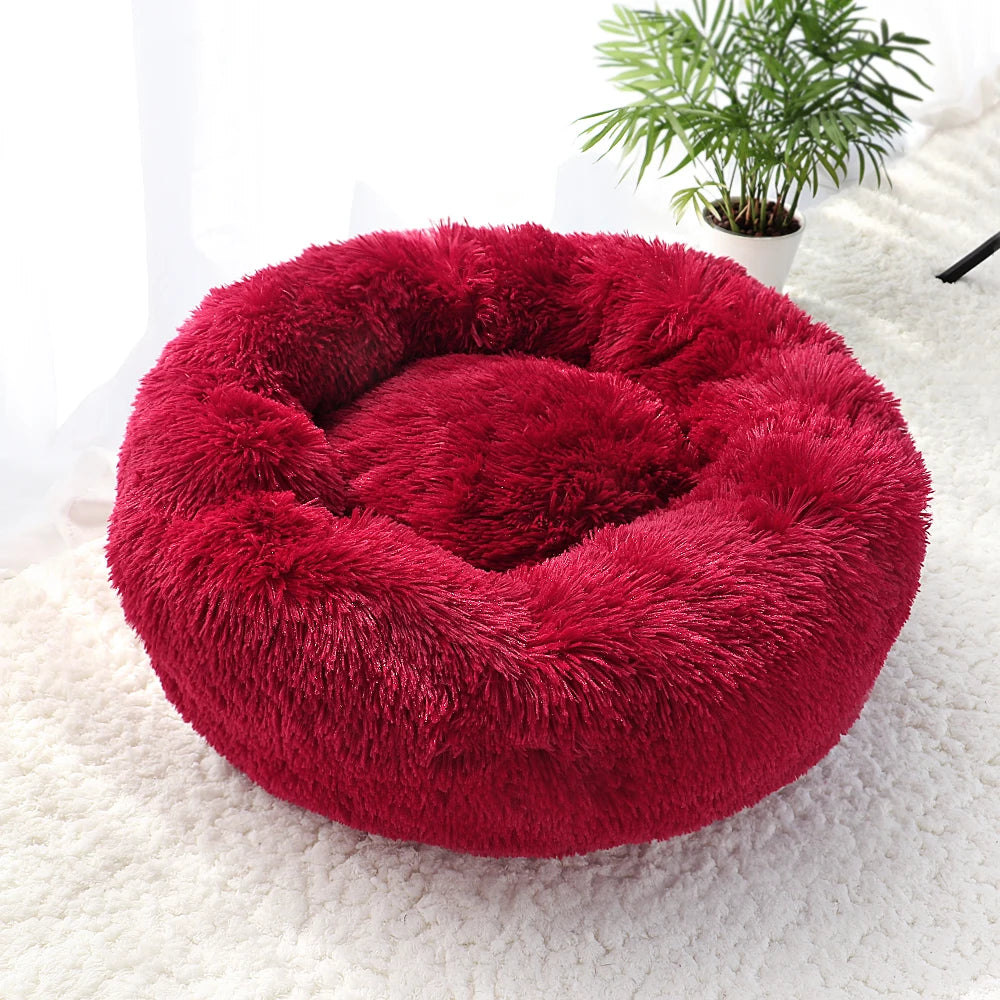 Fluffy Calming Pet Bed – Plush Round Dog & Cat Bed
