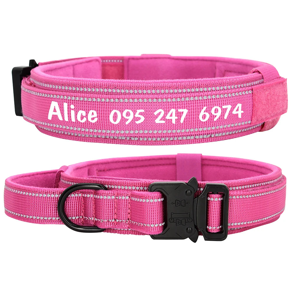 Custom Nylon Dog Collar – Military Tactical Reflective Collar for Medium & Large Dogs