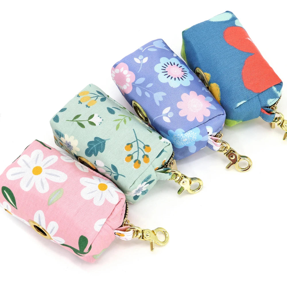 Personalized Floral Dog Collar Set – Collar + Leash + Poop Bag