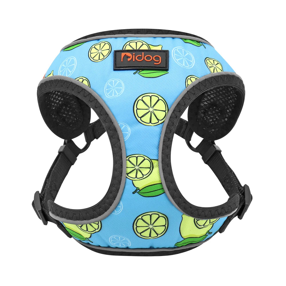Nylon Reflective Dog & Cat Harness – Adjustable Printed Vest for Small & Medium Pets, Safe Walking Harness