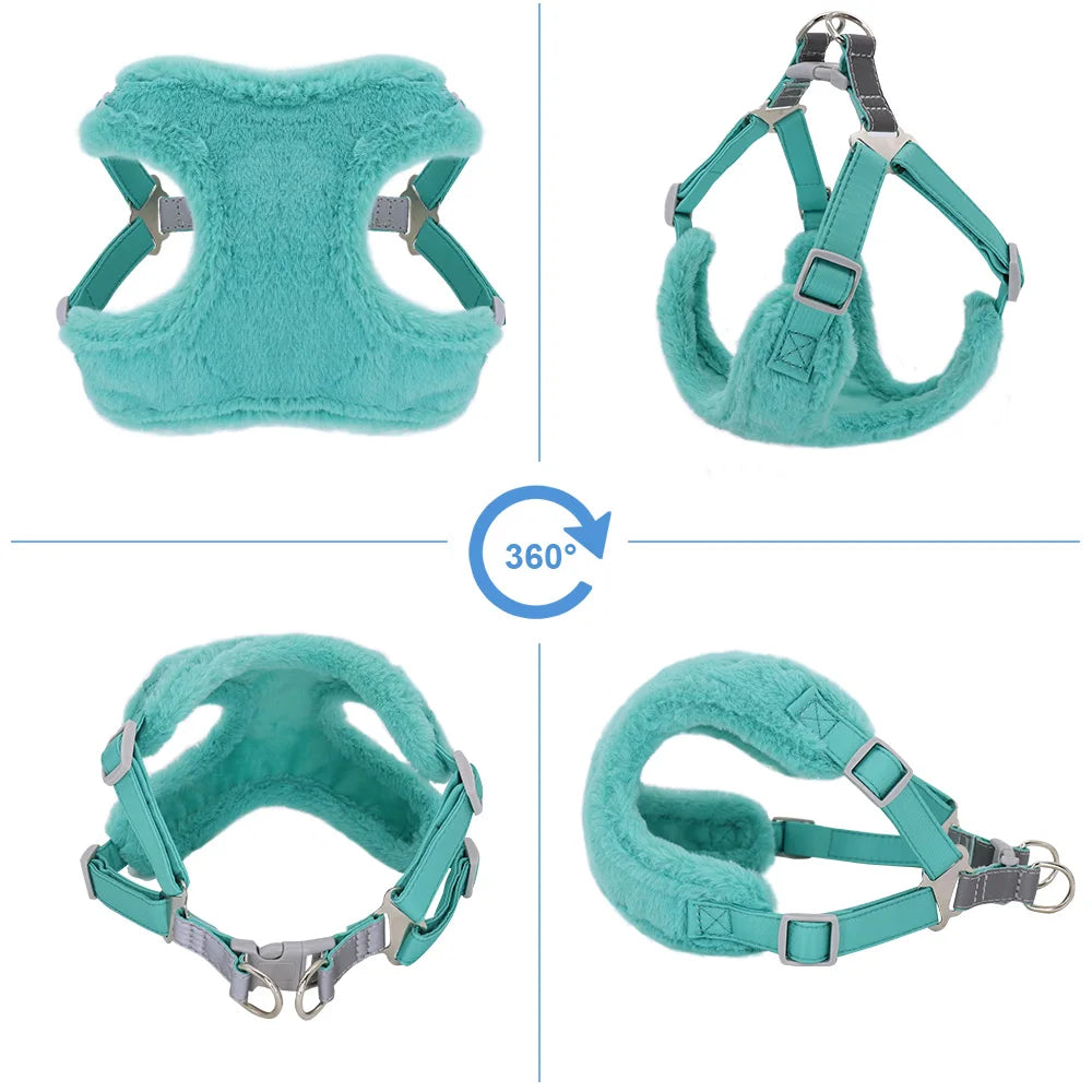 Soft Padded Dog & Cat Harness Leash Set – Warm Winter Vest for Small Dogs & Puppies (Chihuahua, Yorkie, French Bulldog)