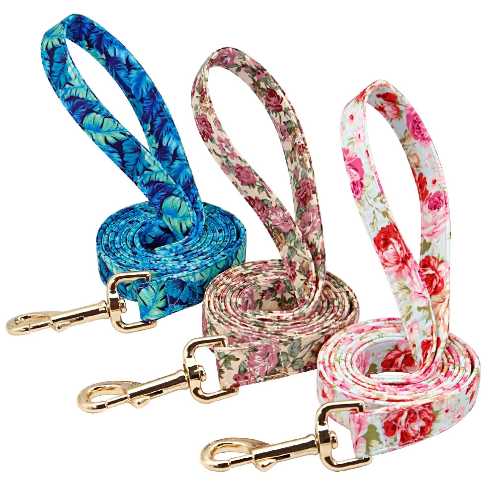 Personalized Printed Dog Collar Leash Set - Custom Nylon Collar & Leash with Free Engraved Nameplate for Small, Medium, and Large Dogs