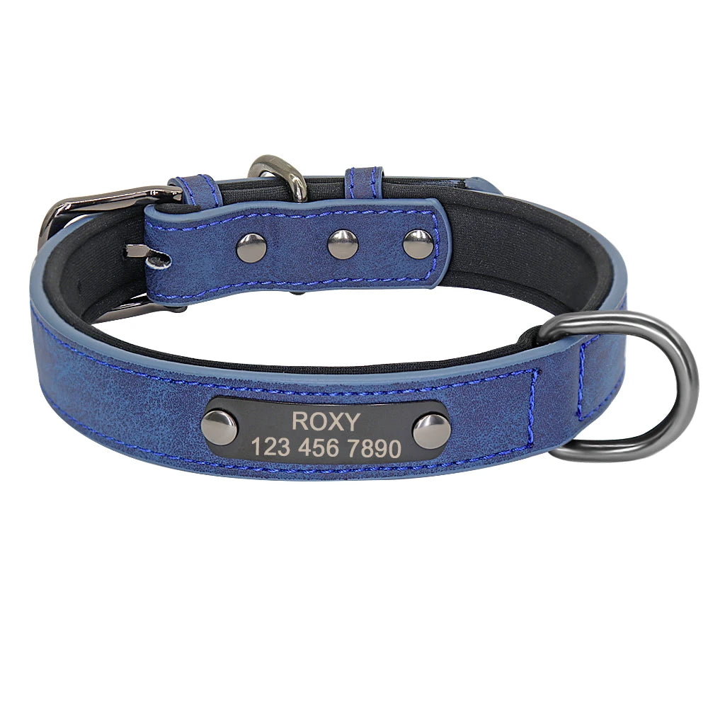 Personalized Dog Collar Custom Engraved Dog Tag Collar Leather Pet Puppy Cat ID Tags Collars For Small Medium Large Dogs Pitbull
