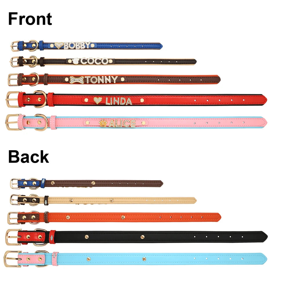 Personalized Small Dog Cat Collar – DIY Rhinestone Bling Charm