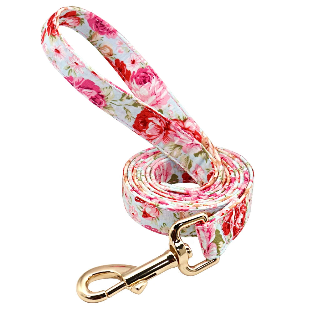 Personalized Printed Dog Collar Leash Set - Custom Nylon Collar & Leash with Free Engraved Nameplate for Small, Medium, and Large Dogs