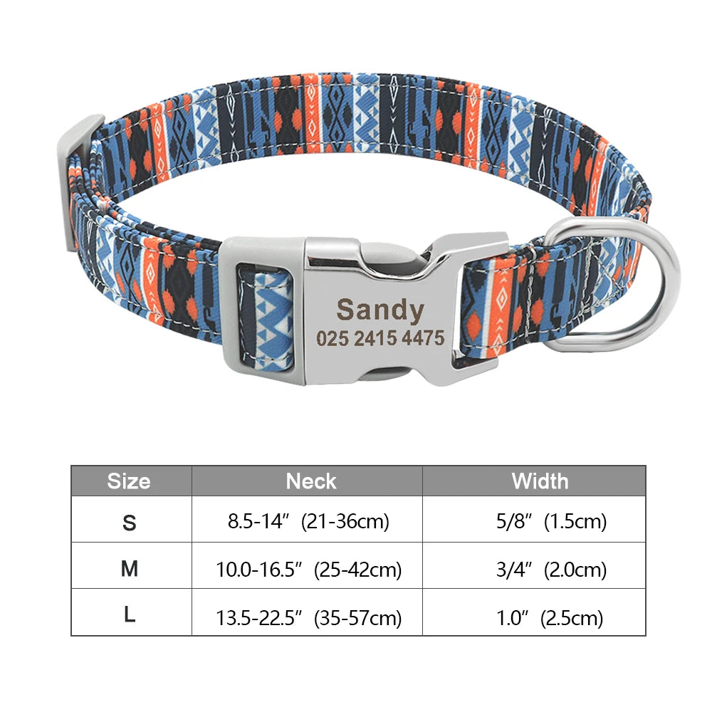 Personalized Dog Collar – Nylon Printed with Free Engraved ID Tag