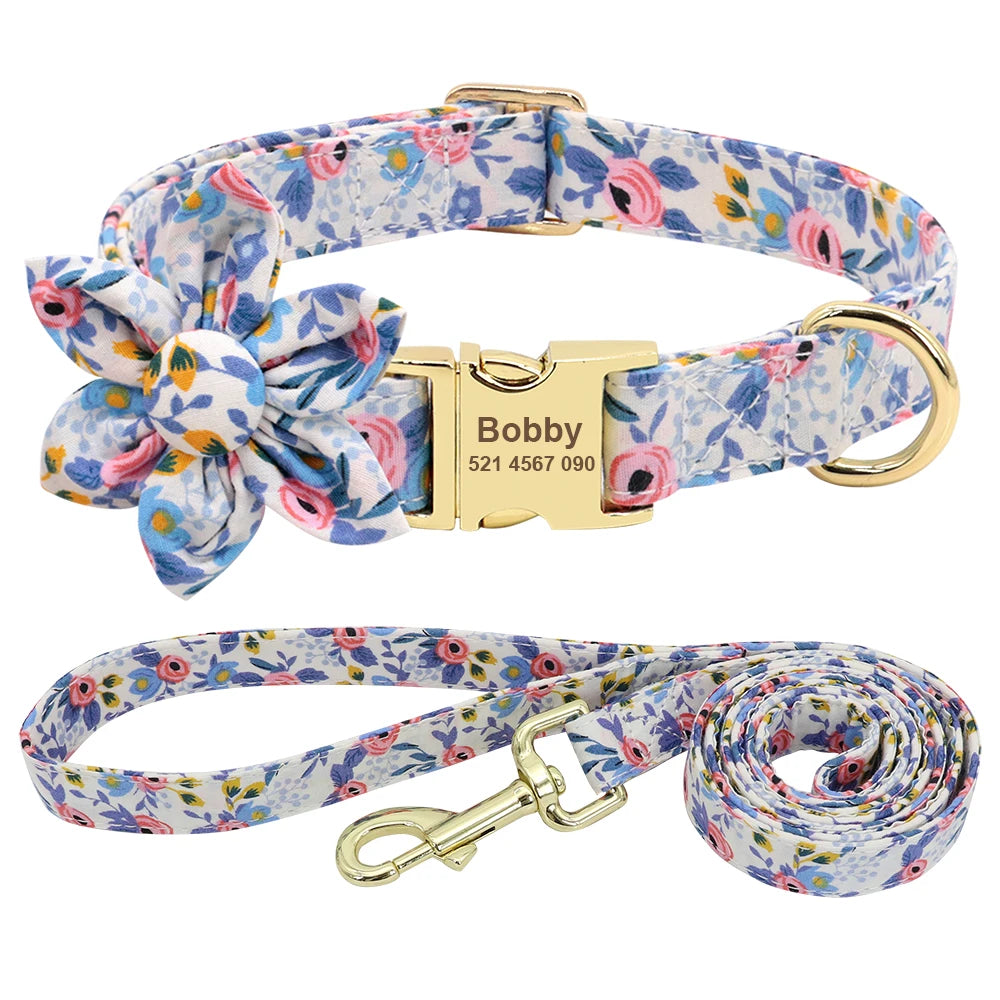 Personalized Nylon Dog Collar with Engraved ID Tag – Custom Printed Pet Collar for Small, Medium & Large Dogs