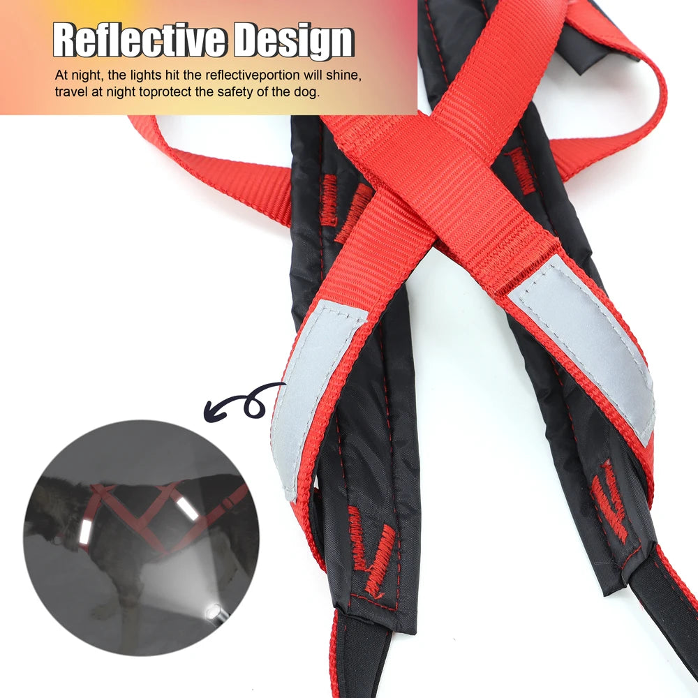 Dog Sledding Harness Reflective Pet Sledding Skijoring Harness Waterproof Big Large Dogs Weight Pulling Vest For Pet Training