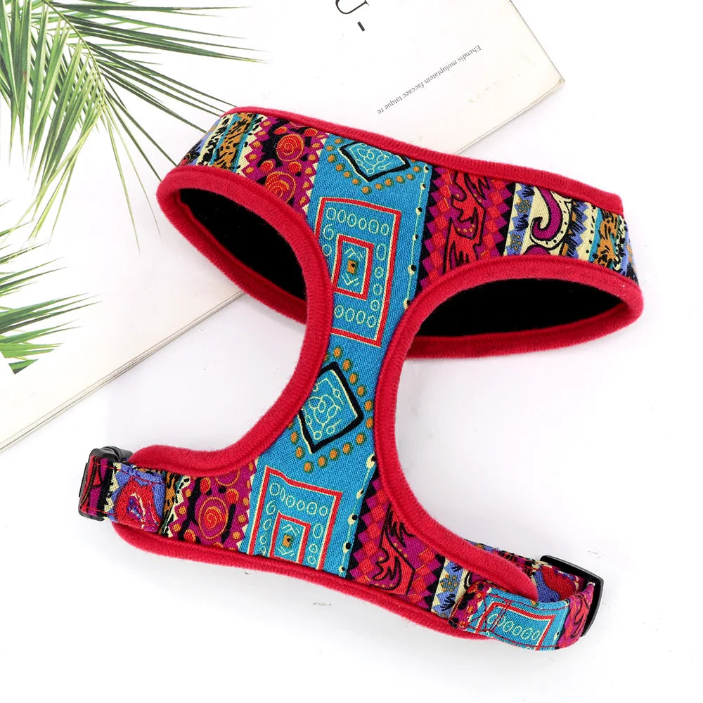 Adjustable Nylon Dog Harness Breathable Printed Dog Harness Vest For Small Medium Large Dogs French Bulldog Pet Supplies