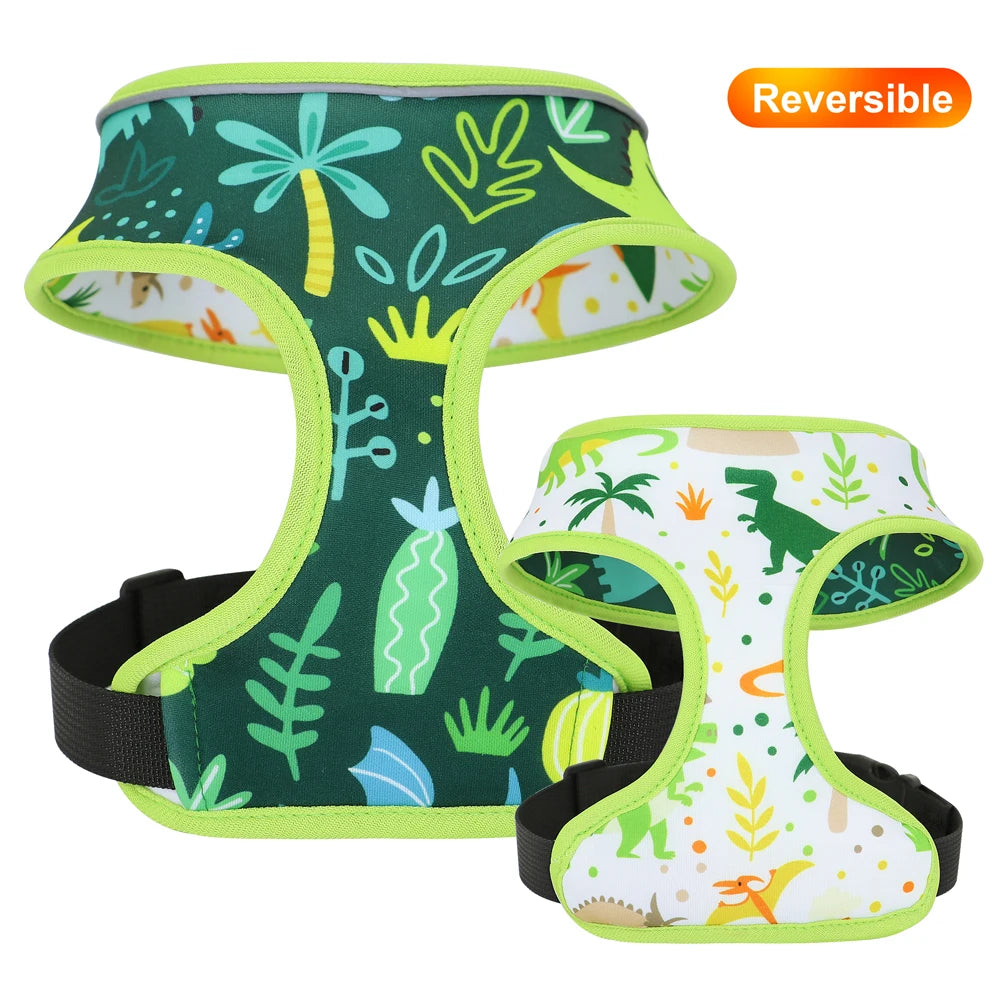 Cute Printed French Bulldog Pug Chihuahua Dog Cat Harness Adjustable Puppy Harness Vest Reversible For Small Medium Dogs Cats
