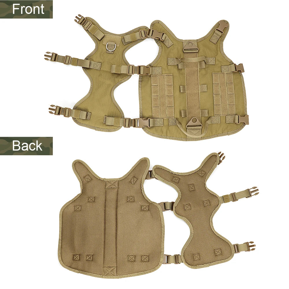 Dog Tactical Harness MOLLE Vest – Adjustable Military Training Harness with 2 Detachable Pouches for Medium & Large Dogs
