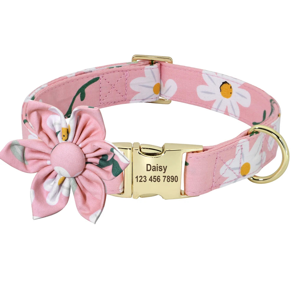 Personalized Nylon Dog Collar with Engraved ID Tag – Custom Printed Pet Collar for Small, Medium & Large Dogs