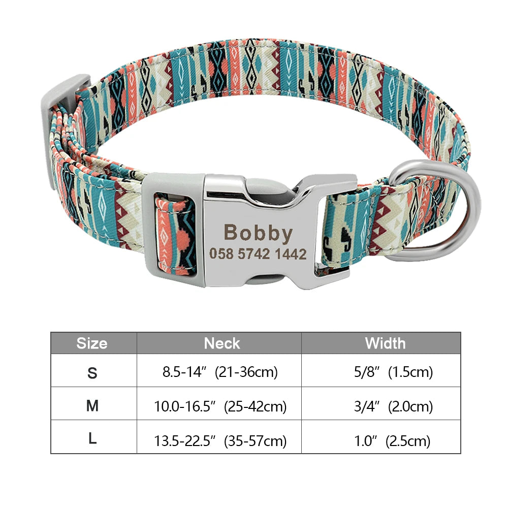 Personalized Dog Collar – Nylon Printed with Free Engraved ID Tag
