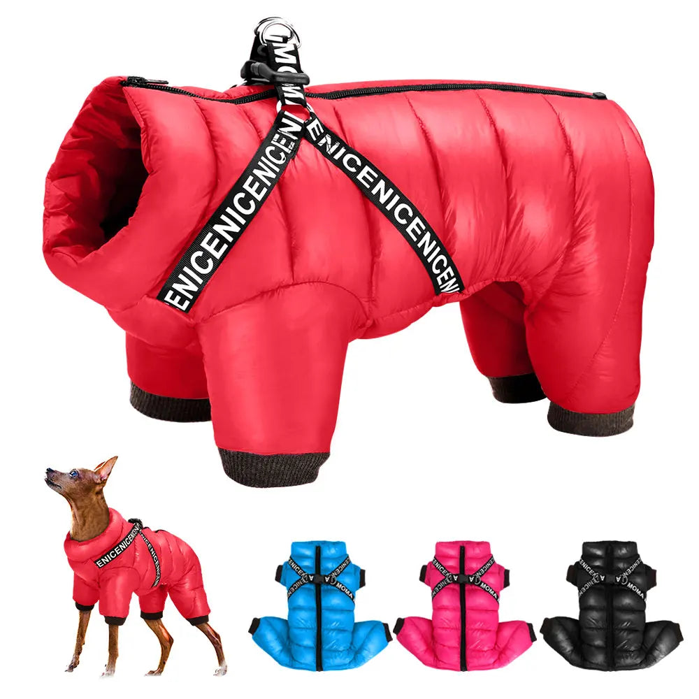 Winter Dog Coat Jacket with Built-in Harness – Waterproof & Super Warm