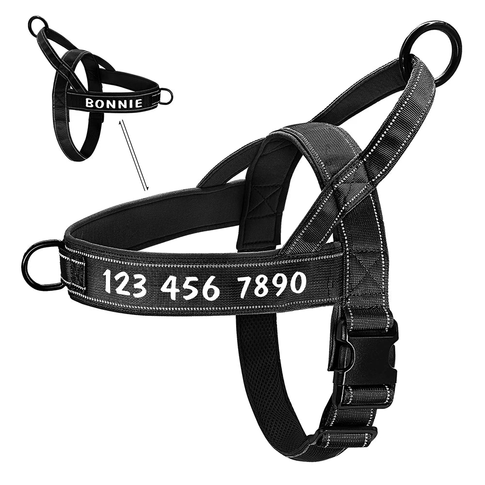 Personalized Reflective No-Pull Dog Harness – Adjustable Nylon Training Vest for Medium & Large Dogs