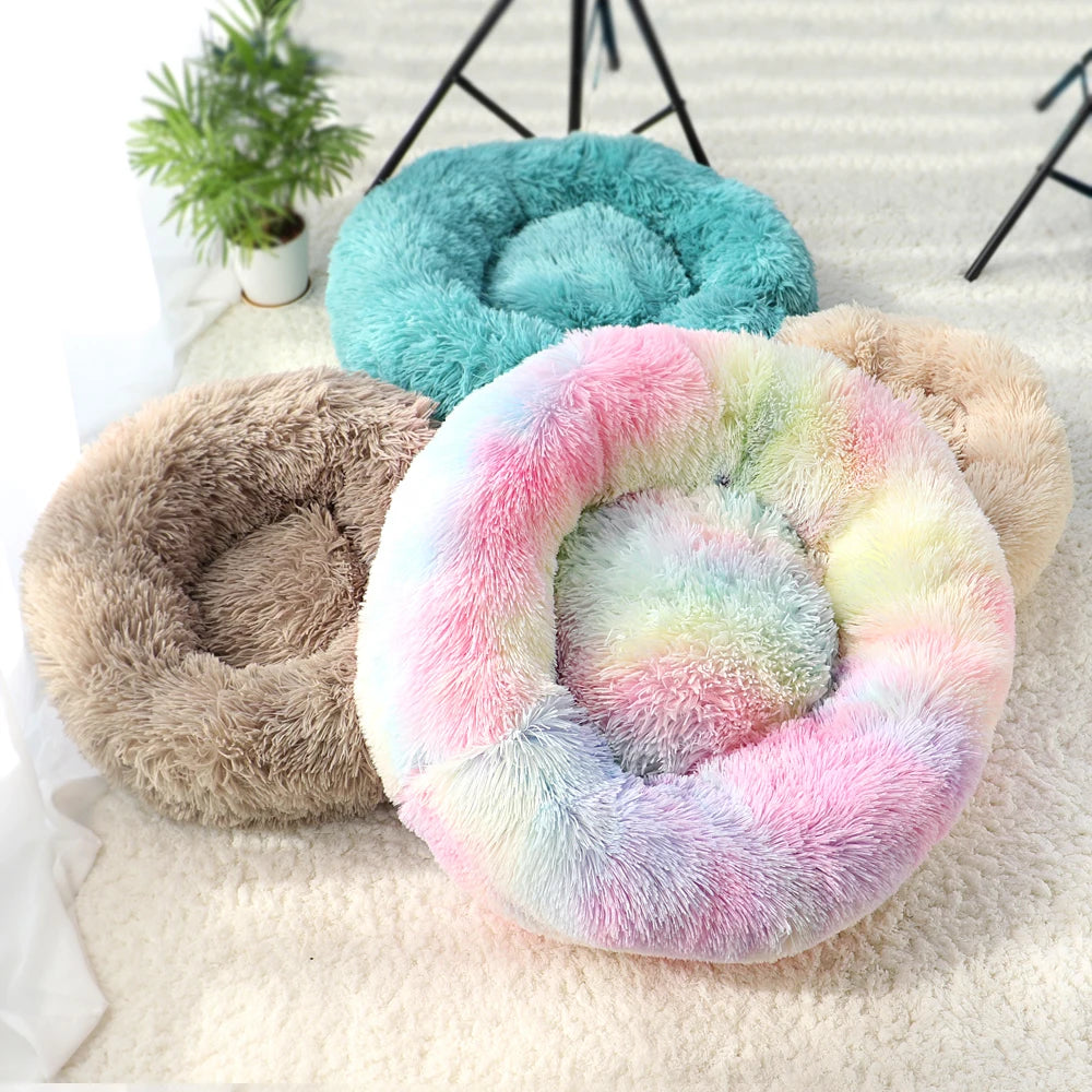 Fluffy Calming Pet Bed – Plush Round Dog & Cat Bed