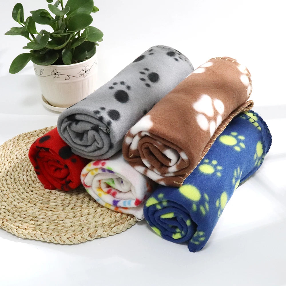Soft Fleece Pet Blanket – Cozy Paw Print Comfort for Dogs & Cats