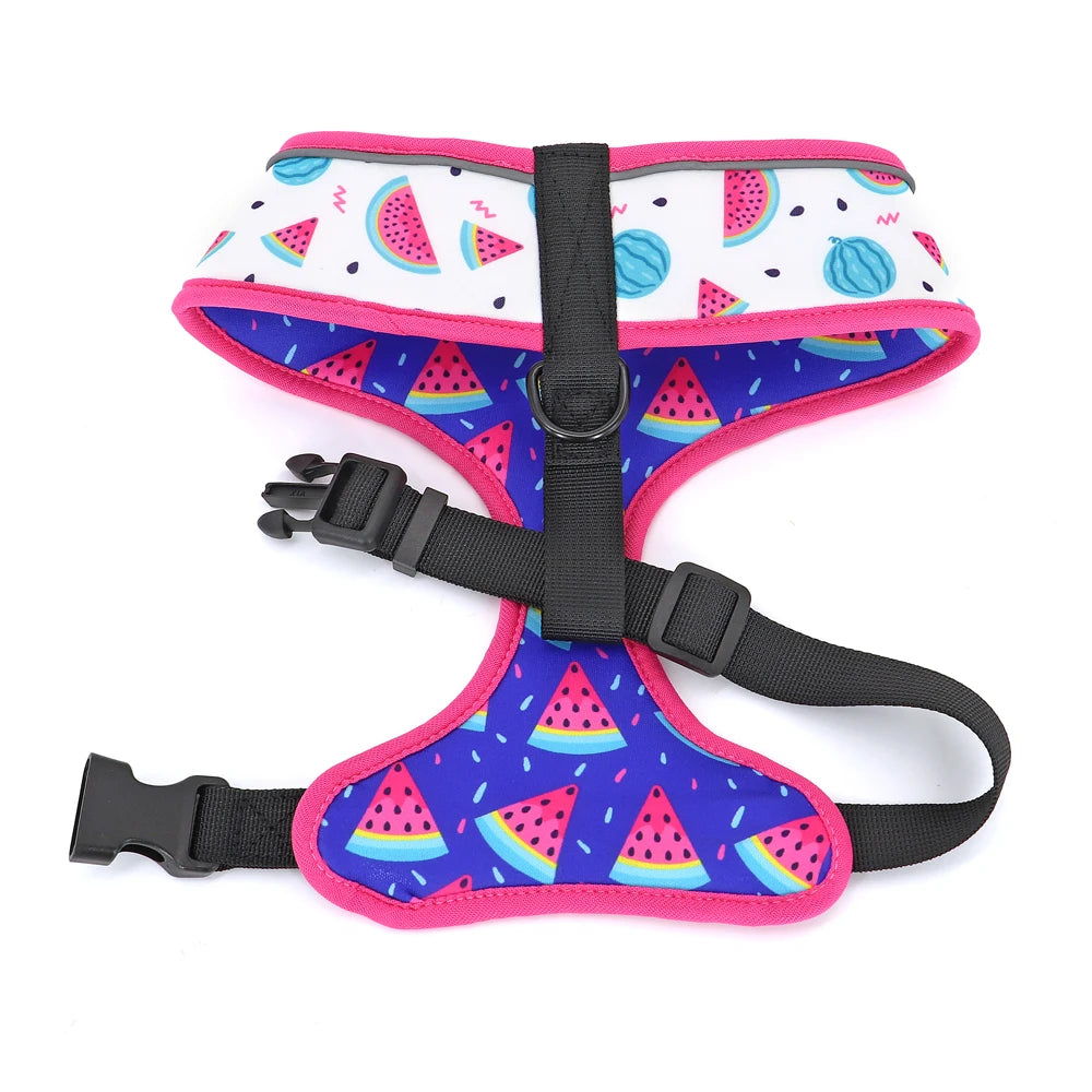 Cute Printed French Bulldog Pug Chihuahua Dog Cat Harness Adjustable Puppy Harness Vest Reversible For Small Medium Dogs Cats