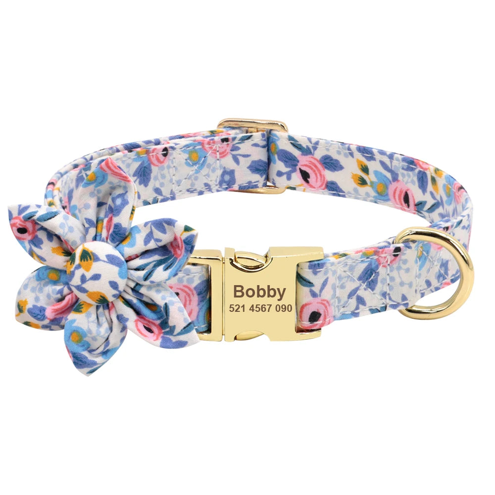 Personalized Nylon Dog Collar with Engraved ID Tag – Custom Printed Pet Collar for Small, Medium & Large Dogs