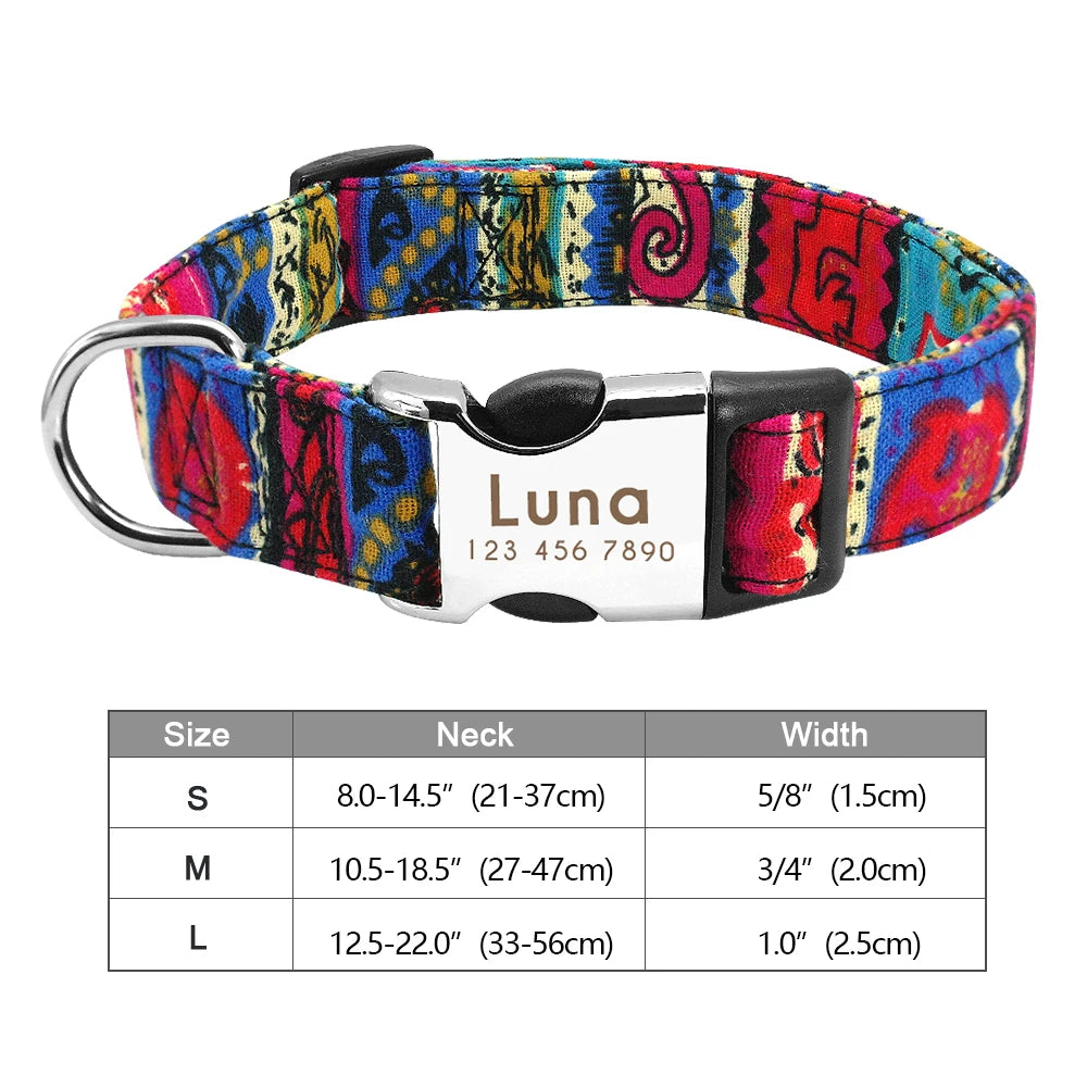 Personalized Dog Collar – Nylon Printed with Free Engraved ID Tag