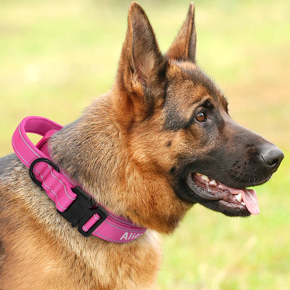 Custom Nylon Dog Collar – Military Tactical Reflective Collar for Medium & Large Dogs
