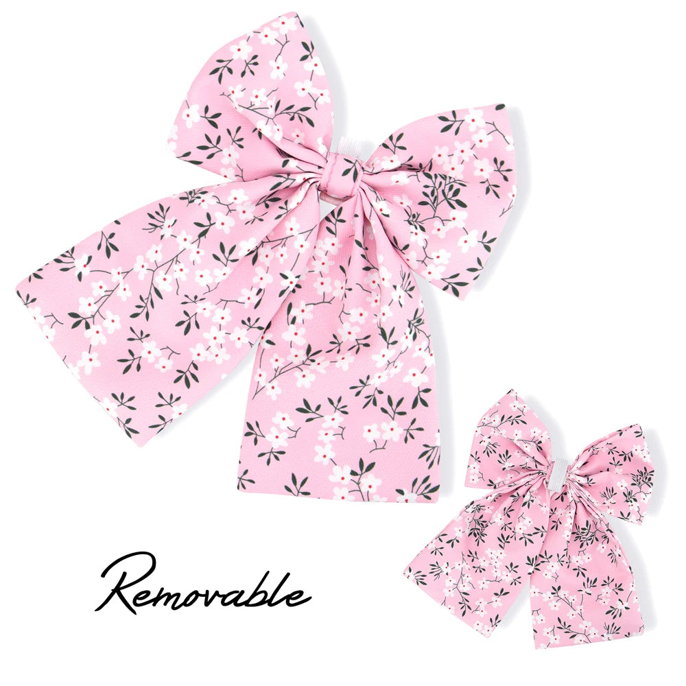 Personalized Puppy Dog Cat Collar with Bowknot – Custom Engraved Nameplate