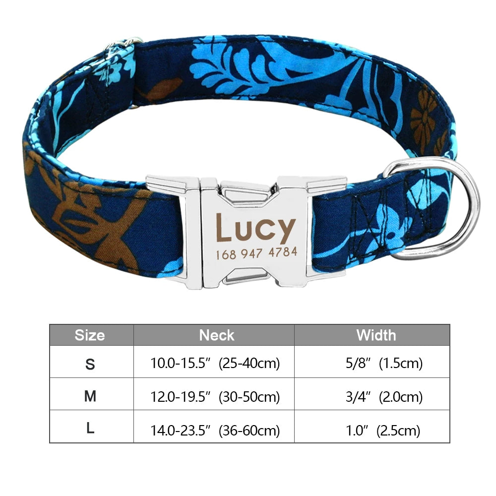 Personalized Dog Collar – Nylon Printed with Free Engraved ID Tag
