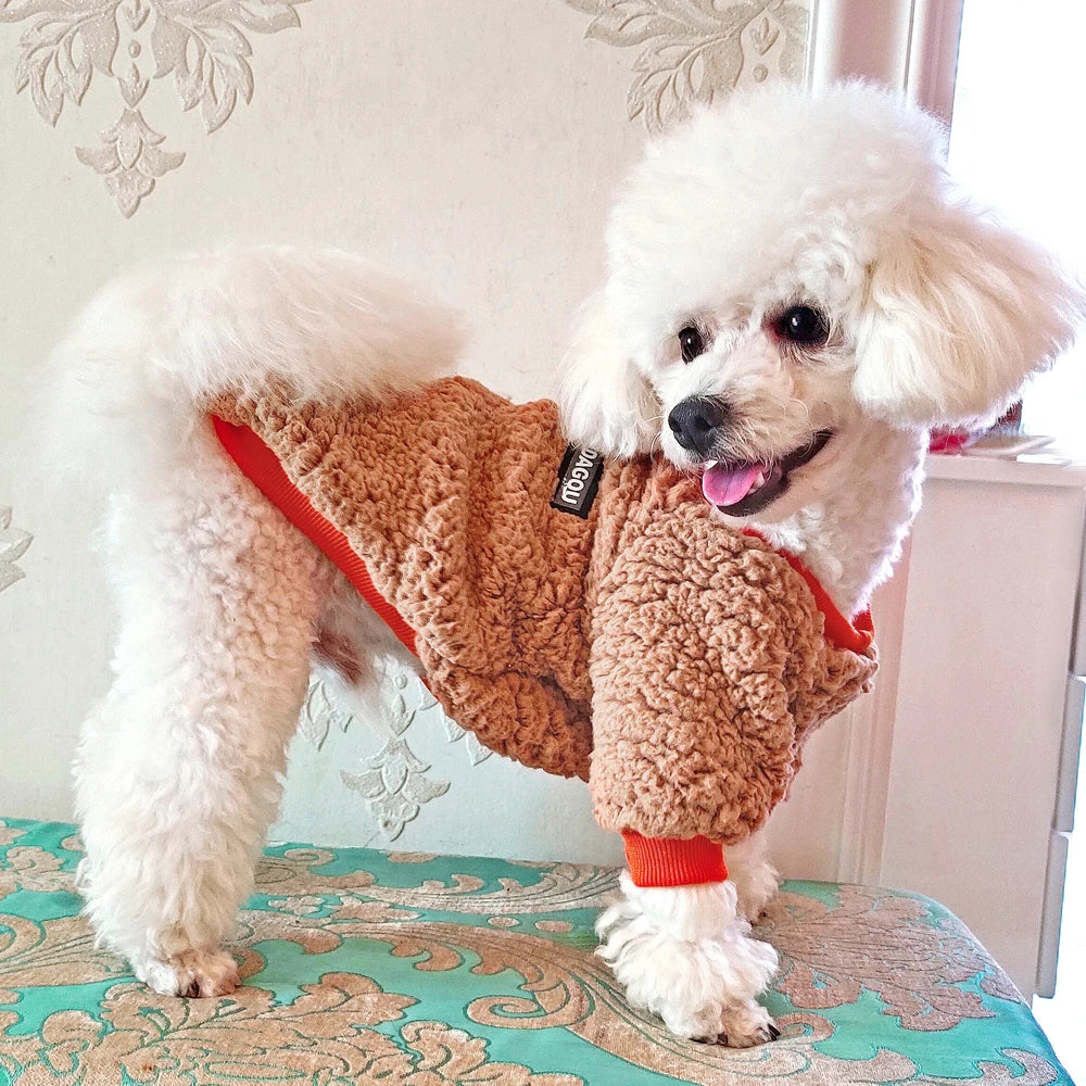 Winter Fleece Dog Jacket – Warm Teddy Coat for Small & Medium Pets