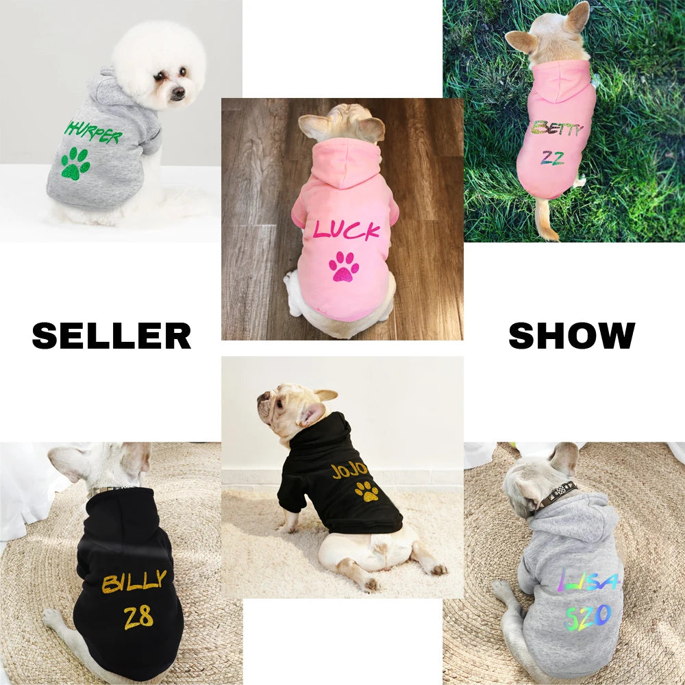 Custom Dog & Cat Hoodie – Personalized Winter Pet Sweatshirt Coat for Small & Medium Breeds