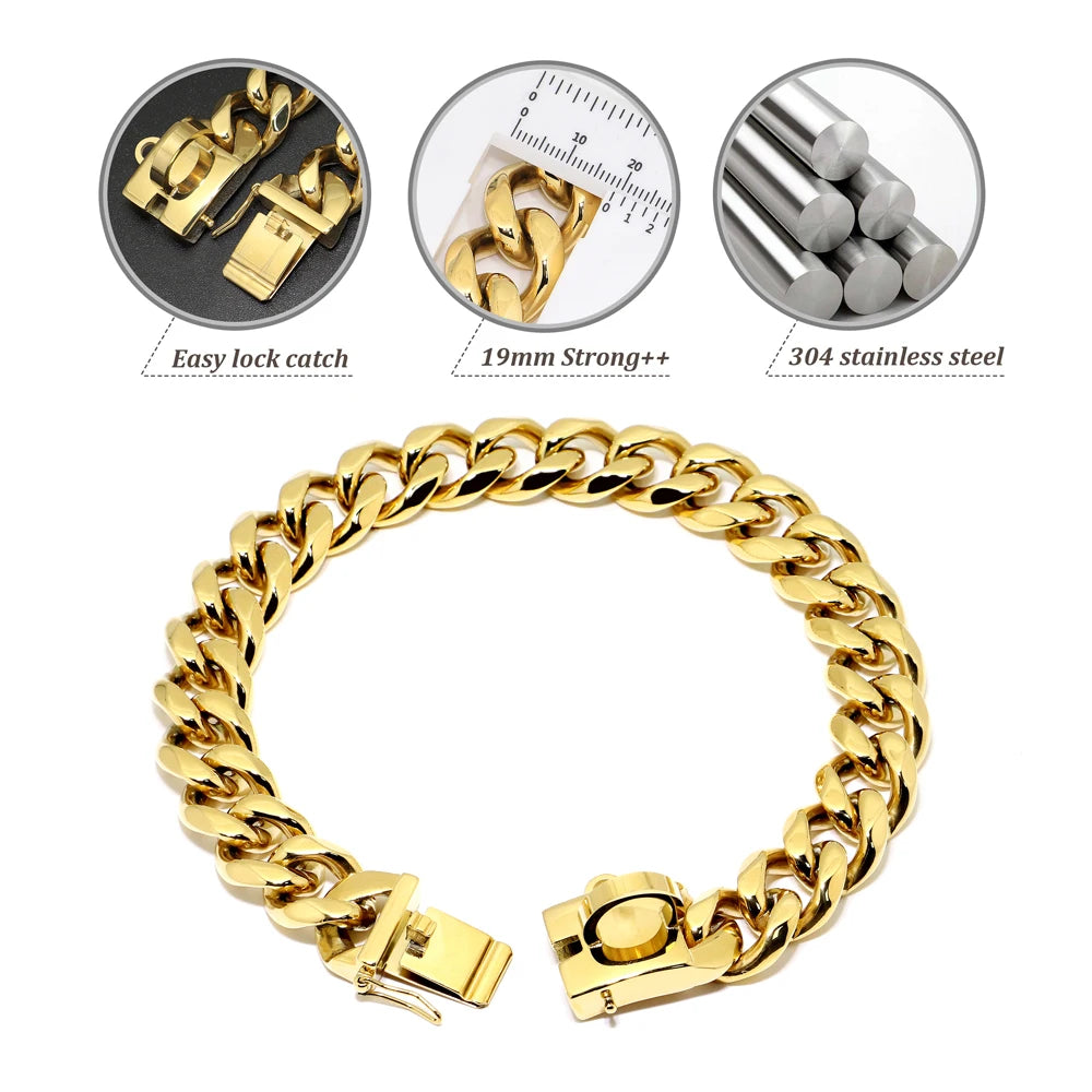 Stainless Steel Dog Chain Collar & Leash Set – Heavy Duty Training Collar for Medium & Large Dogs