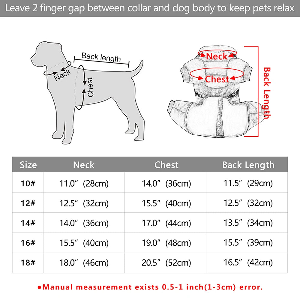 Warm Large Dog Jacket Coat With Harness – Winter Waterproof Dog Jumpsuit