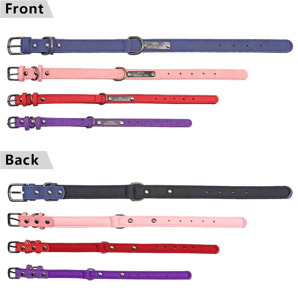 Personalized Dog Collar Custom Engraved Dog Tag Collar Leather Pet Puppy Cat ID Tags Collars For Small Medium Large Dogs Pitbull