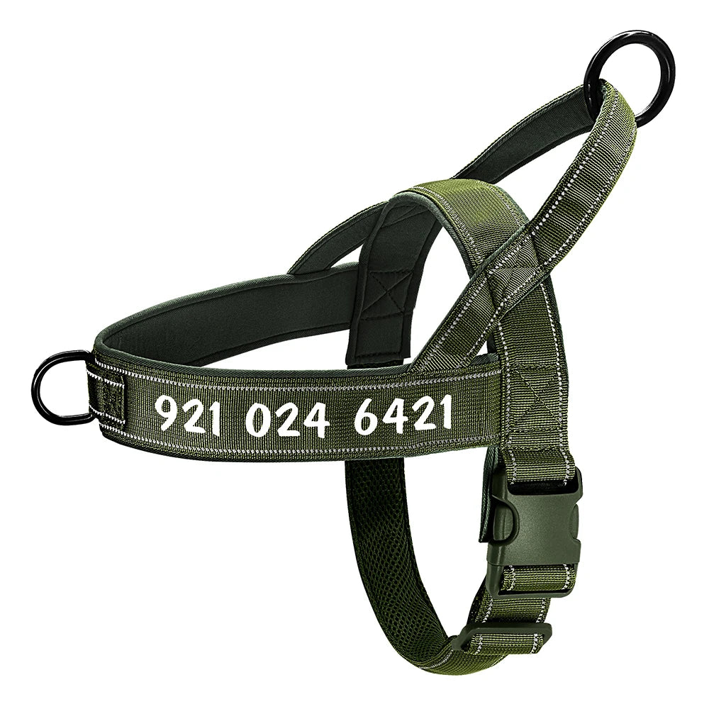Personalized Reflective No-Pull Dog Harness – Adjustable Nylon Training Vest for Medium & Large Dogs