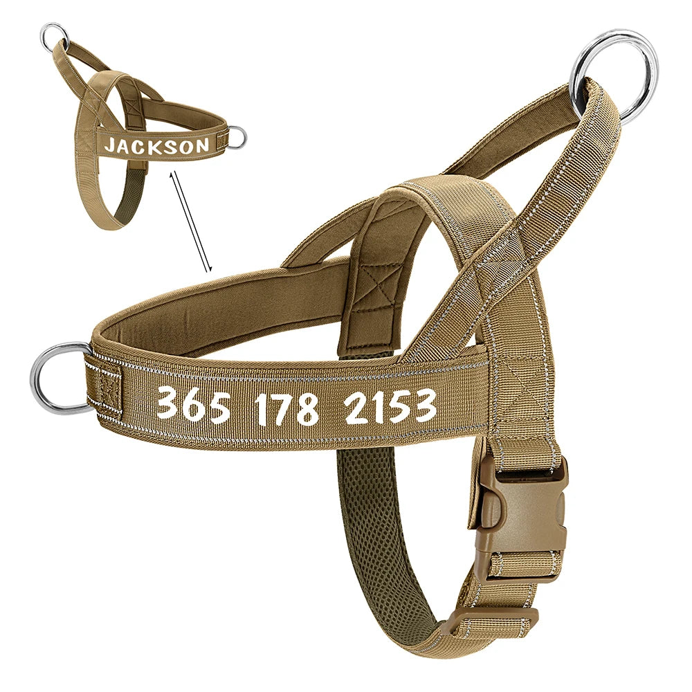 Personalized Reflective No-Pull Dog Harness – Adjustable Nylon Training Vest for Medium & Large Dogs